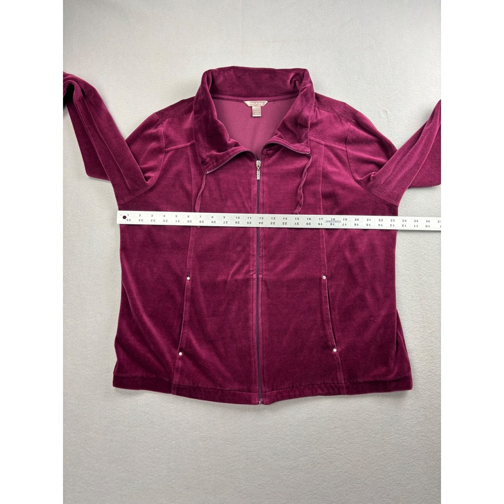 White Stag Womens Velour 2 Piece Tracksuit Jacket Pants Set Maroon Large XL - Picture 7 of 8